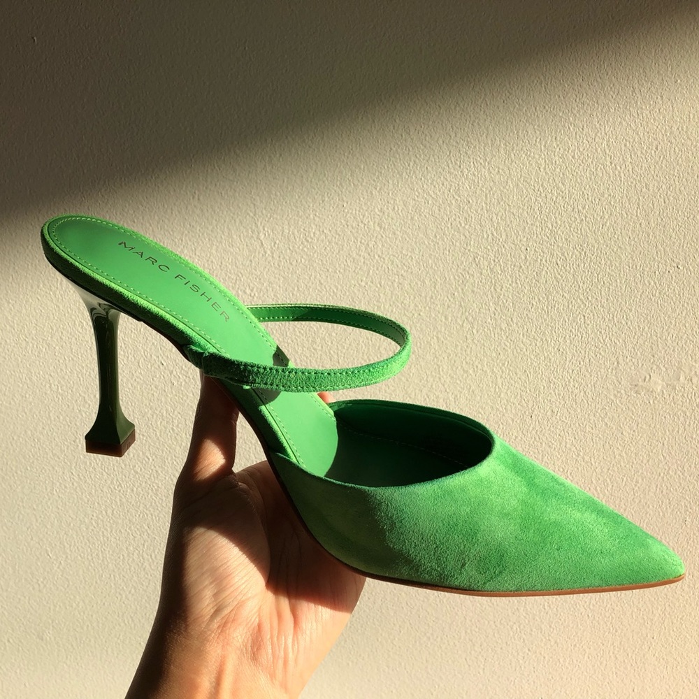 NWOT Marc Fisher Hadais Slip-on Mules in Bright Green (7.5) - $50